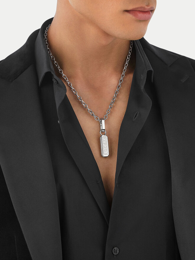 PHILIPP PLEIN Κολιέ PHILIPP PLEIN Gothic Tag PJTEA04NU Ασημί