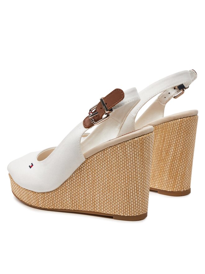 Tommy Hilfiger Sandalias Tommy Hilfiger Iconic Elena Sling Back Wedge FW0FW04789 Écru