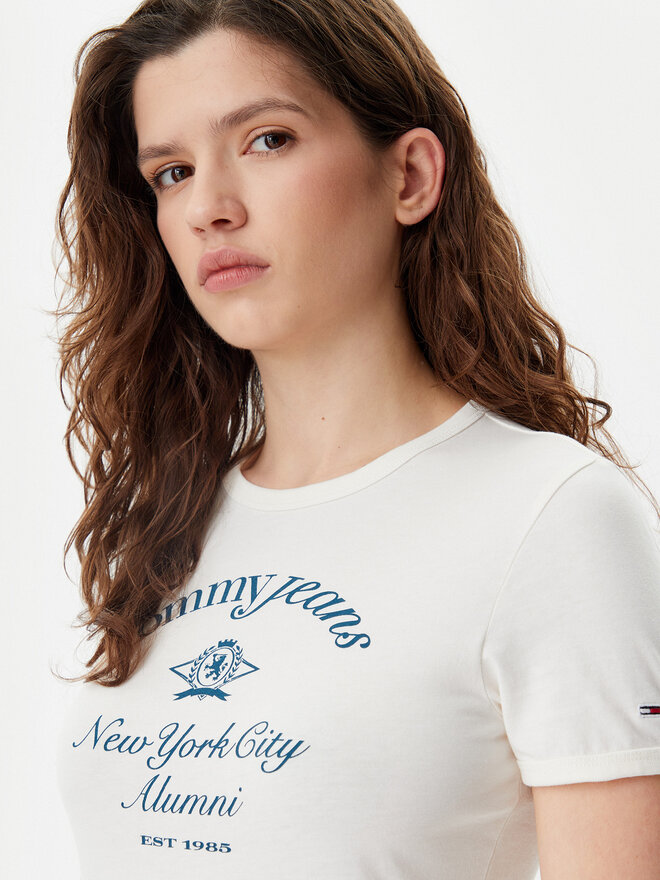 Tommy Jeans Tommy Jeans Camiseta Nyc Ringer DW0DW20323 Écru Slim Fit