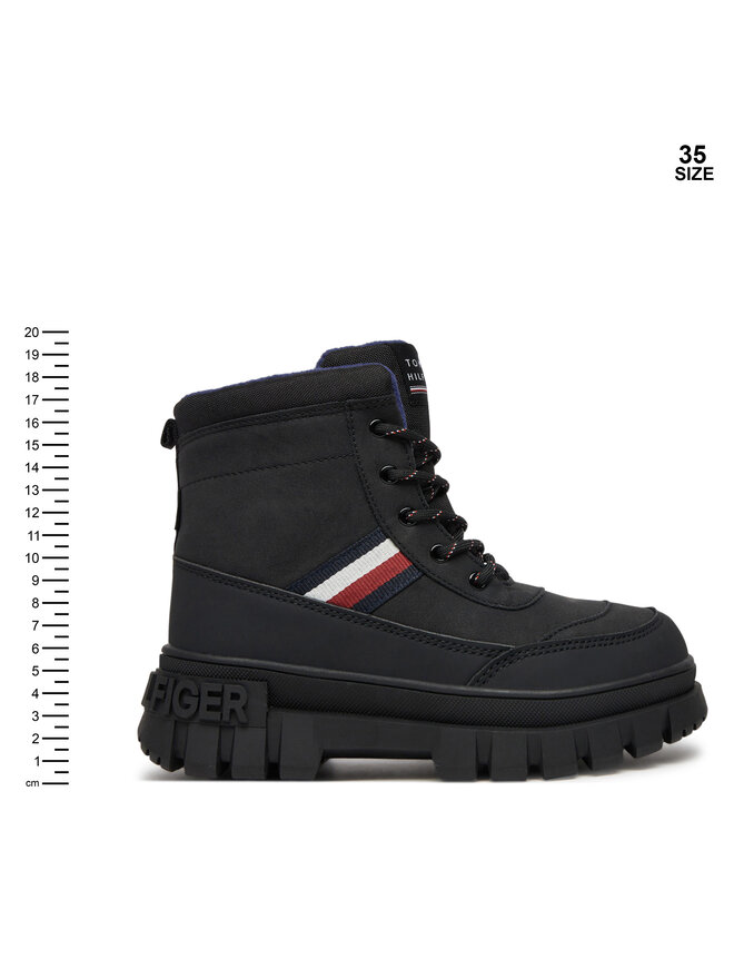 Tommy Hilfiger Черевики туристичні Tommy Hilfiger Stripes Fur Boot T3X5-33713-1487 S Чорний