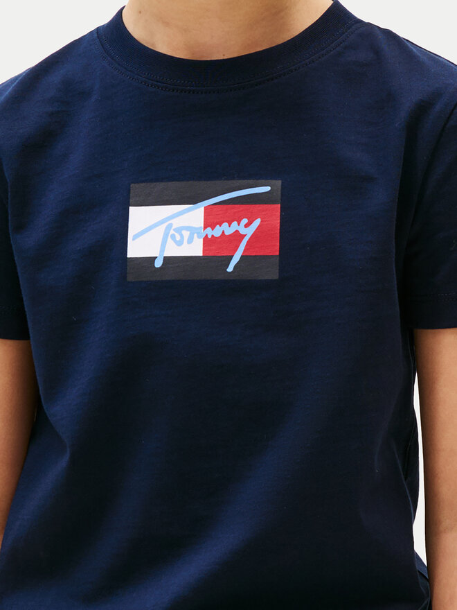 Tommy Hilfiger Tommy Hilfiger Camiseta Script Flag KB0KB09725 Azul marino Regular Fit