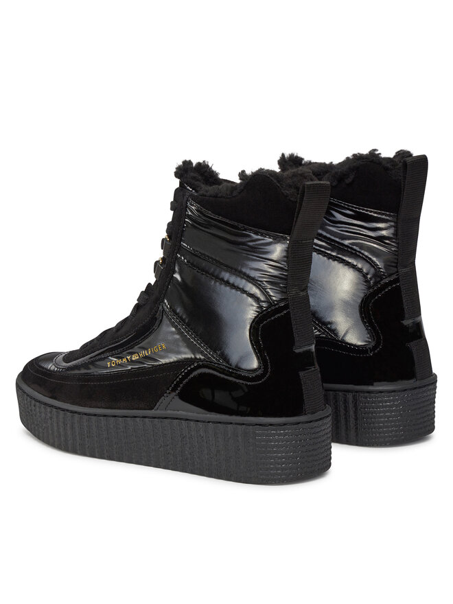 Tommy Hilfiger Botines Tommy Hilfiger Patent Laceup City Snow Boot FW0FW07841 Negro