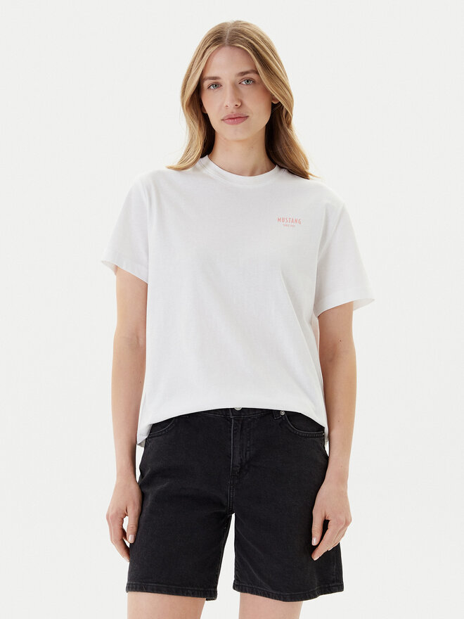 Mustang Mustang T-Shirt Floris 1016158 Λευκό Relaxed Fit