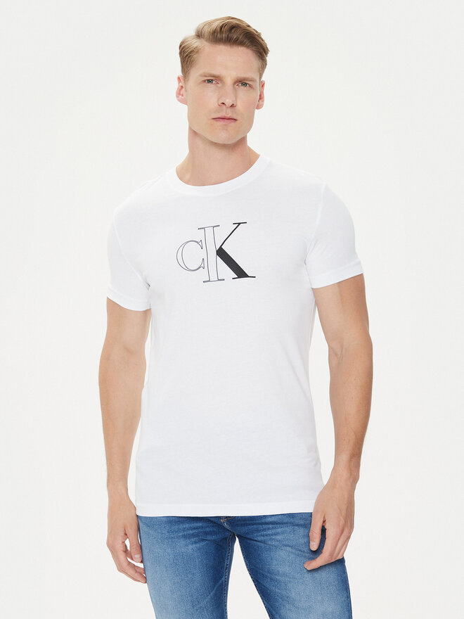Calvin Klein Jeans Calvin Klein Jeans Marškinėliai Outline Monologo J30J325678 Balta Slim Fit