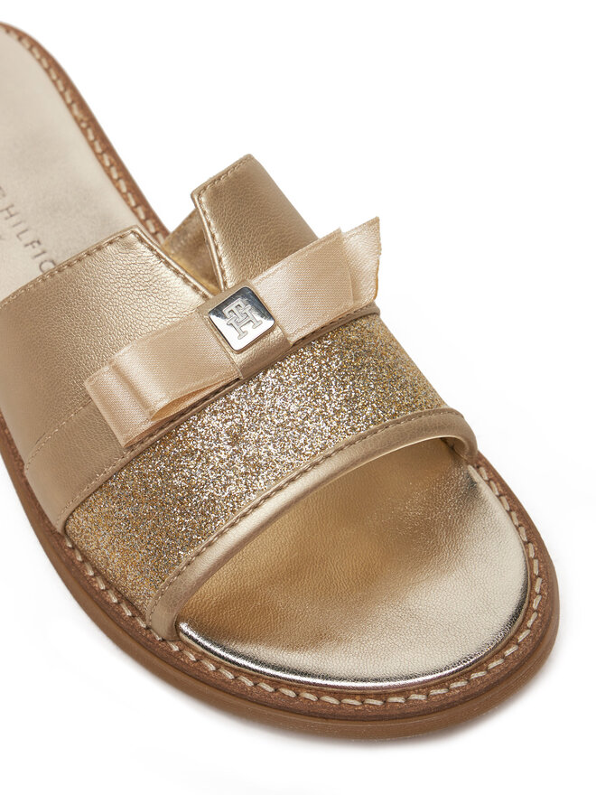 Tommy Hilfiger Pantoletten Tommy Hilfiger Sandal T4A2-33942-0572 S Goldfarben
