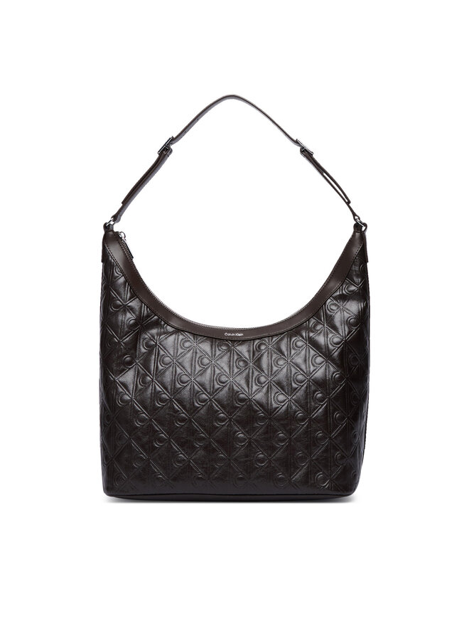 Calvin Klein Handtasche Calvin Klein Emblem Aop Debossed Medium Shbag LV04F3875G Braun