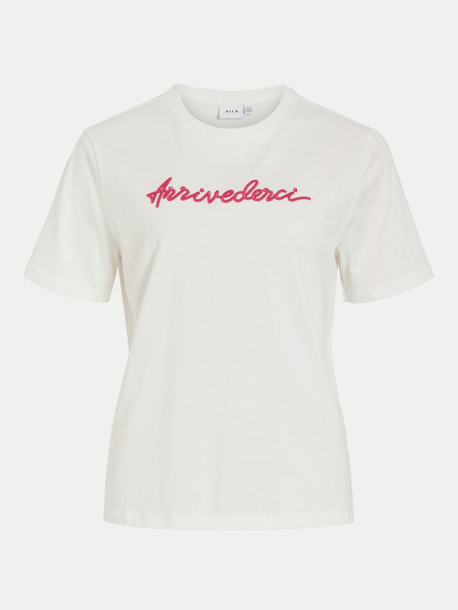 Vila Vila T-Shirt Sybil 14097444 Λευκό Regular Fit