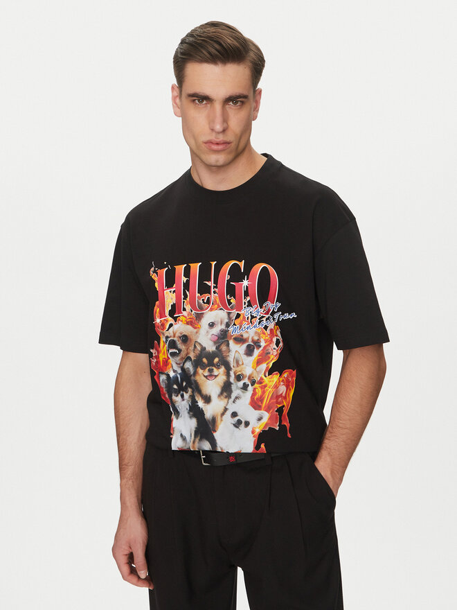 HUGO HUGO Футболка Dugie 50538259 Чорний Oversize