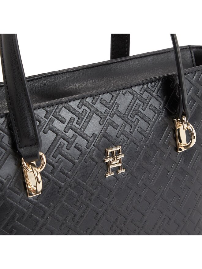 Tommy Hilfiger Handtasche Tommy Hilfiger Th Refined Mini Tote Mono AW0AW16002 Schwarz