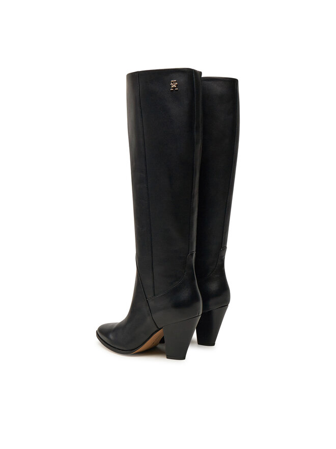 Tommy Hilfiger Csizma Tommy Hilfiger High Cowboy Heel Boot Leather FW0FW08296 Fekete