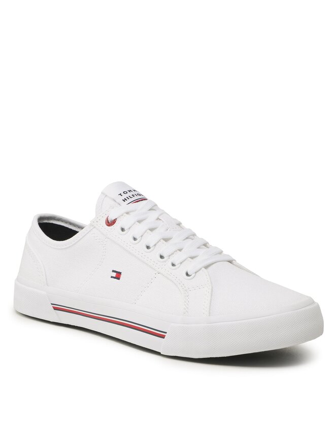 Tommy Hilfiger Sneakers aus Stoff Tommy Hilfiger Core Corporate Vulc Canvas FM0FM04560 Weiß