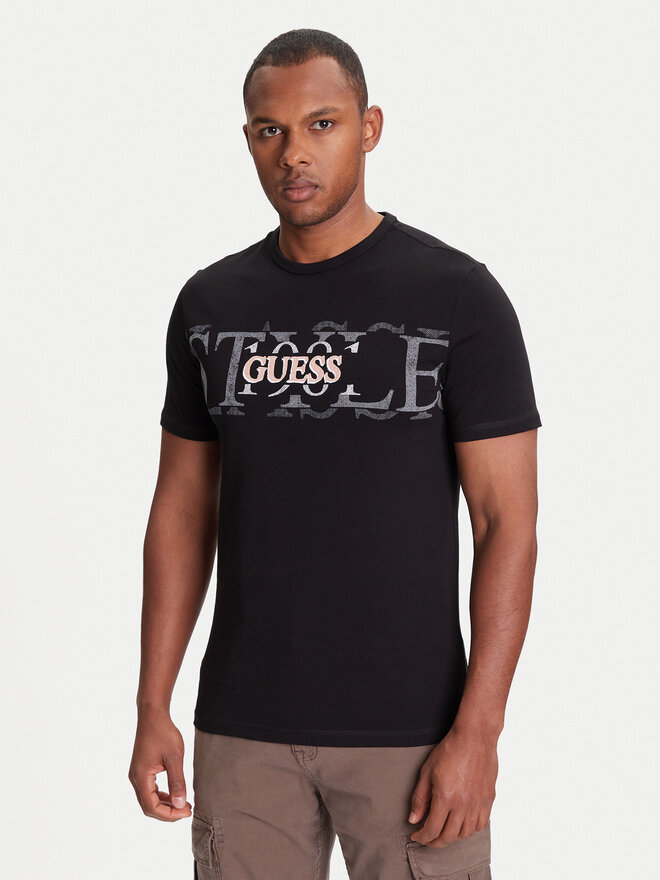 Guess Guess Marškinėliai M5YI14 I3Z14 Juoda Regular Fit