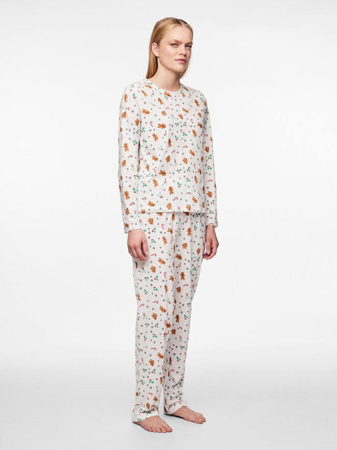 Pieces Pieces Πιτζάμα 17147221 Λευκό Regular Fit
