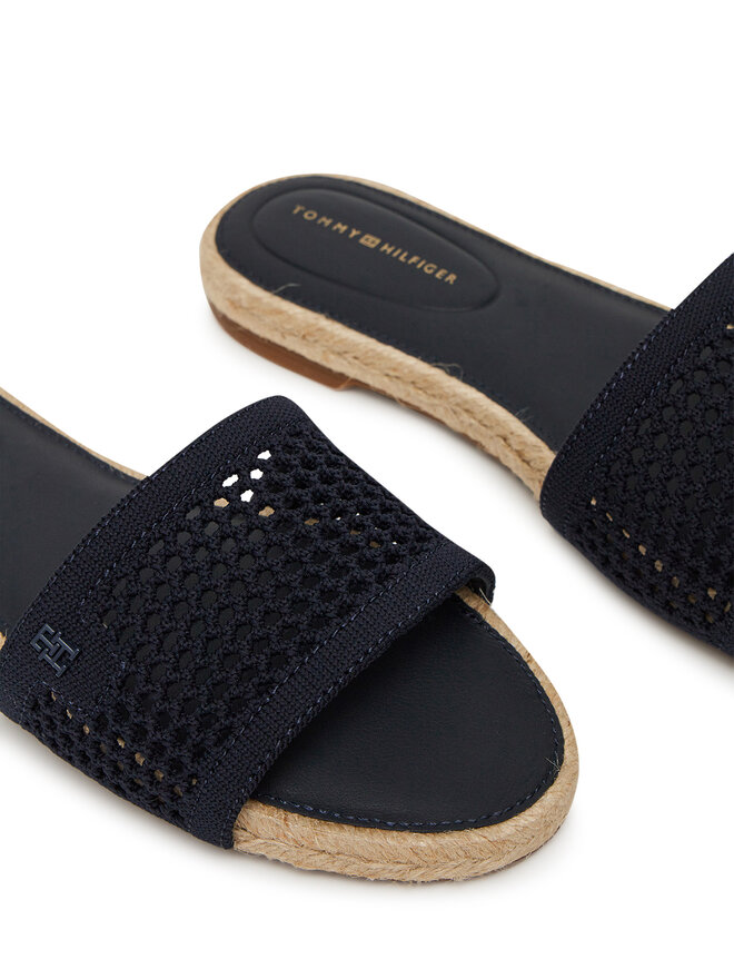 Tommy Hilfiger Espadrilles Tommy Hilfiger Knit Mesh Espadrille Flat Sandal FW0FW08744 Tumši zils