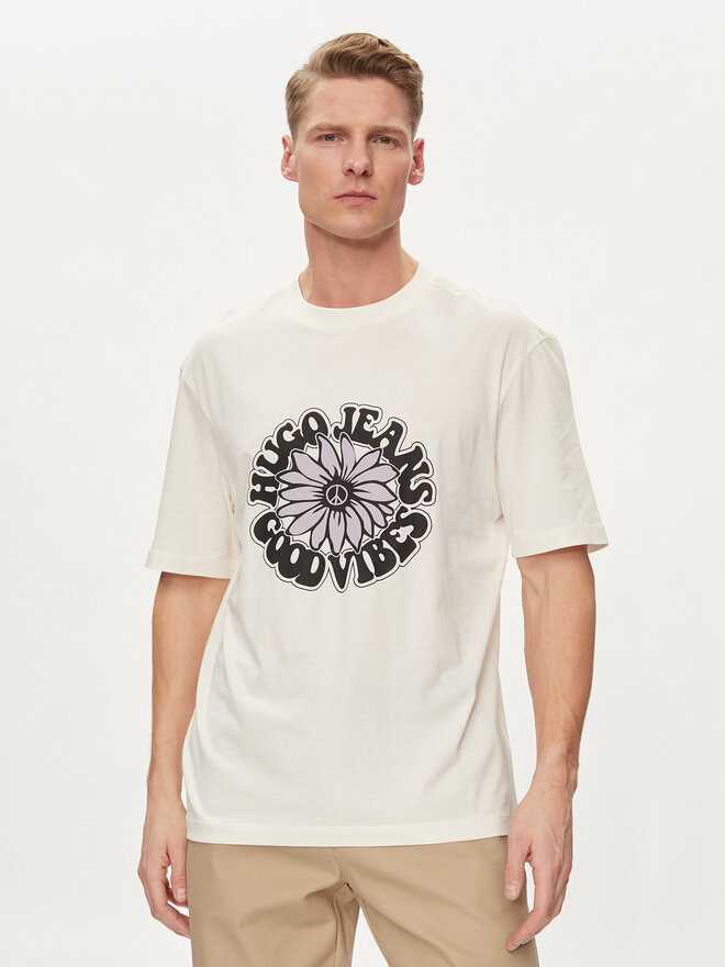 HUGO HUGO Camiseta Nune 50515317 Écru Regular Fit