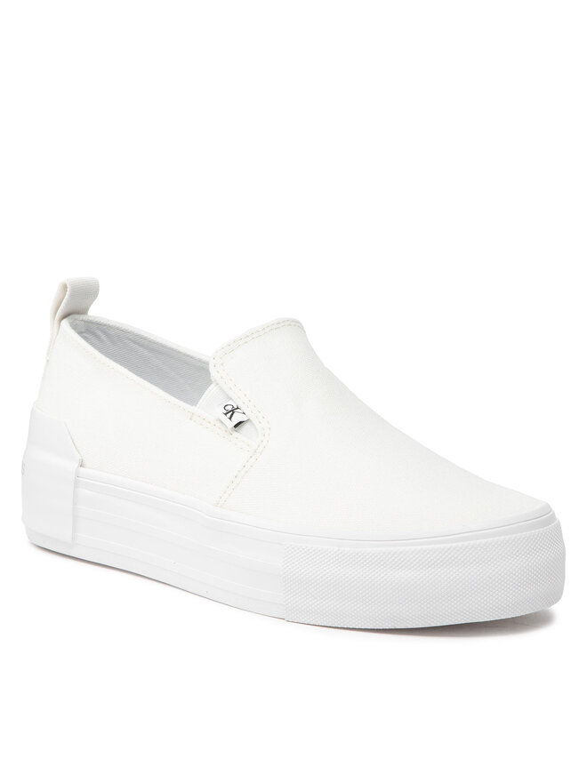 Calvin Klein Jeans Tenisky Calvin Klein Jeans Vulcanized Flatform Bold Slipon YW0YW00703 Bílá