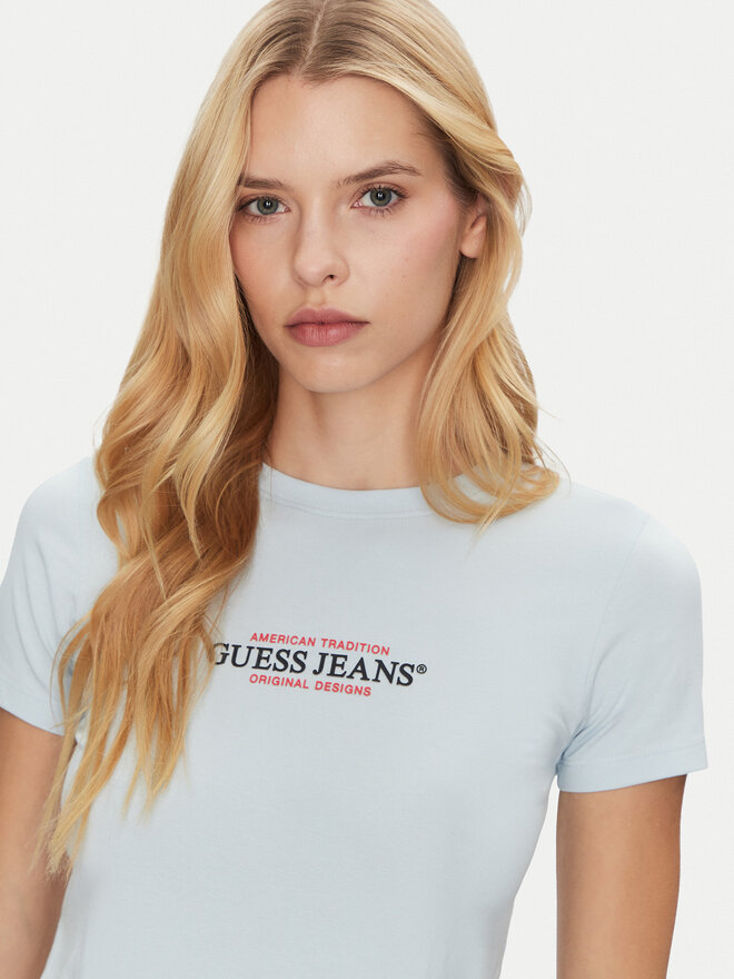 Guess Jeans Guess Jeans Camiseta W4YI03 J1314 Celeste Slim Fit