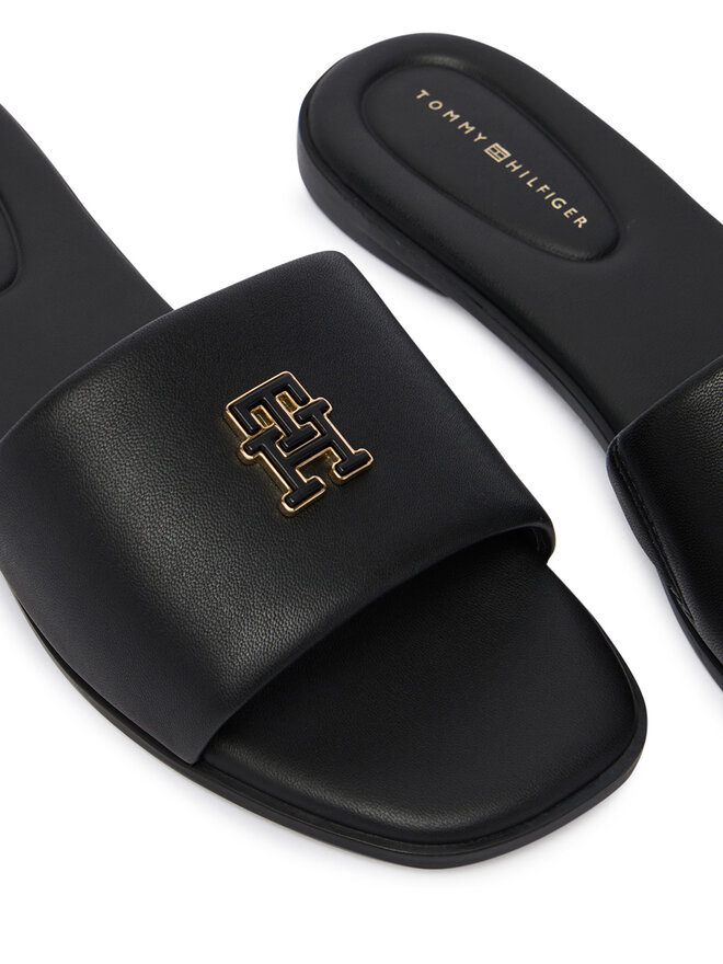 Tommy Hilfiger Pantoletten Tommy Hilfiger Th Logo Hardware Leather Mule FW0FW09292 Schwarz