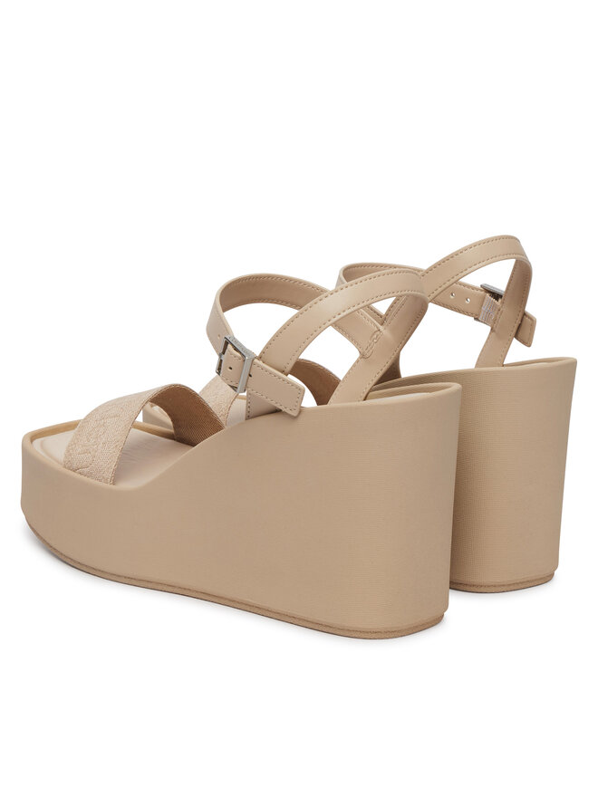 Calvin Klein Sandalen Calvin Klein Wedge 70 Sndl Webbing Lth HW0HW02882 Beige