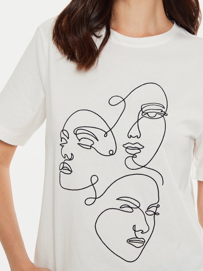 Vila Vila T-Shirt Sybil 14097370 Λευκό Regular Fit