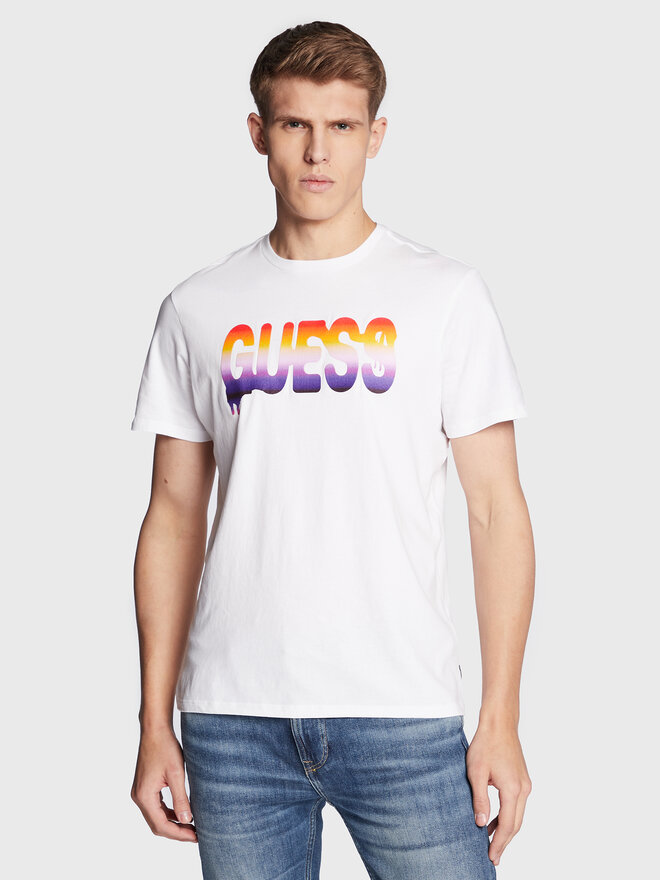 Guess Guess Marškinėliai M3RI52 KBDK0 Balta Slim Fit