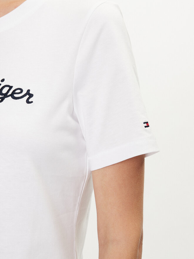 Tommy Hilfiger Tommy Hilfiger Camiseta Script WW0WW42589 Blanco Regular Fit