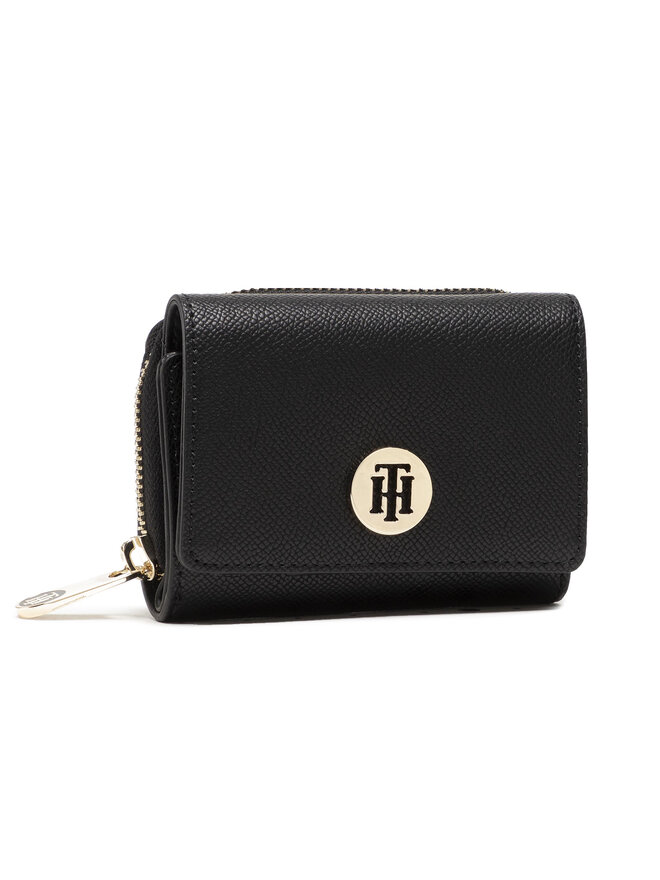 Kleine Damen Geldbörse Tommy Hilfiger Honey Med Flap AW0AW09533 Schwarz |  eschuhe.de