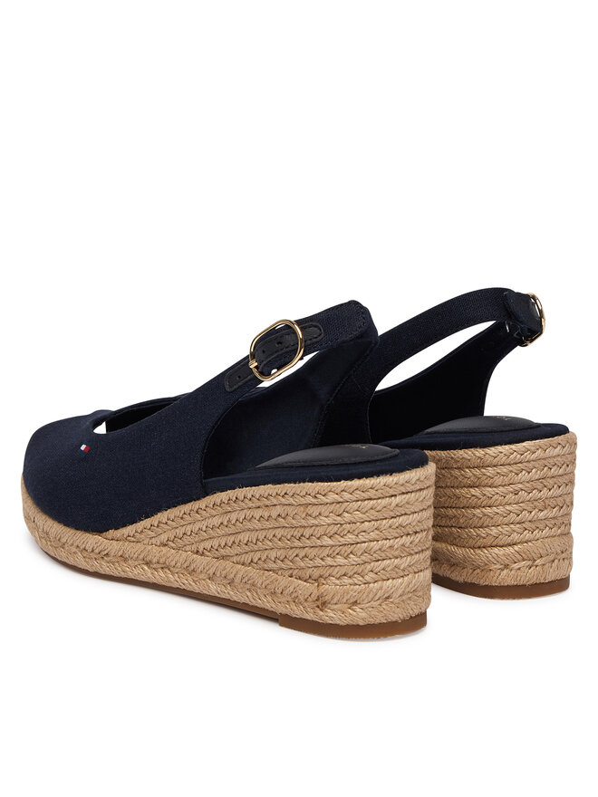 Tommy Hilfiger Espadrilles Tommy Hilfiger Mid Wedge Espad Slingback FW0FW09228 Dunkelblau