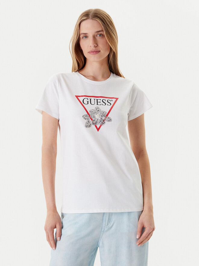 Guess Guess Marškinėliai W5YI38 I3Z14 Balta Regular Fit