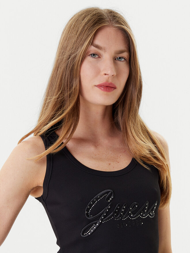 Guess Guess Топ W5YP00 KCXJ2 Чорний Regular Fit