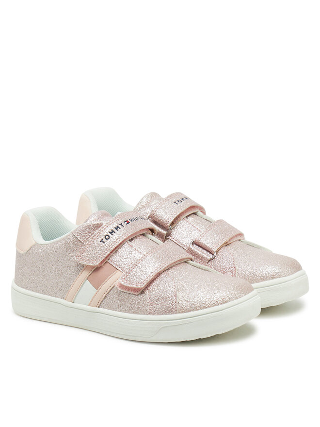Tommy Hilfiger Сникърси Tommy Hilfiger Flag Low Cut Velcro Sneaker T1A9-33725-0745 S Розов