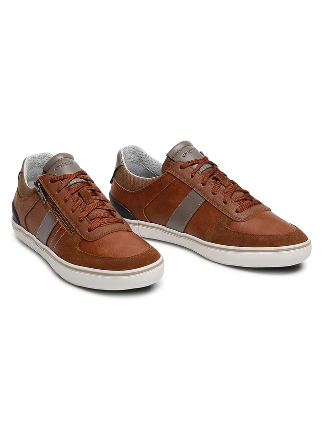 Scarpe Geox U Elver B - Sneakers Uomo In Pelle Stropicciata E Scamosciata - Traspiranti E Comode Con Zip