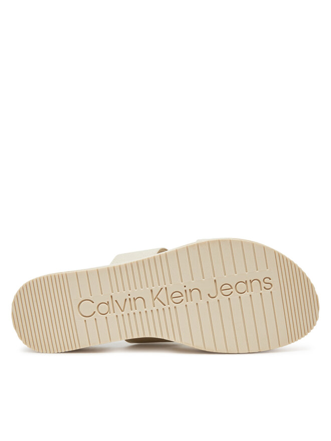 Calvin Klein Jeans Klapki Calvin Klein Jeans Flatform Sandal Webbing In YW0YW01789 Écru