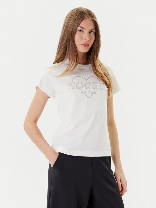 Guess Guess Camiseta V5GI10 K9RM1 Écru Regular Fit