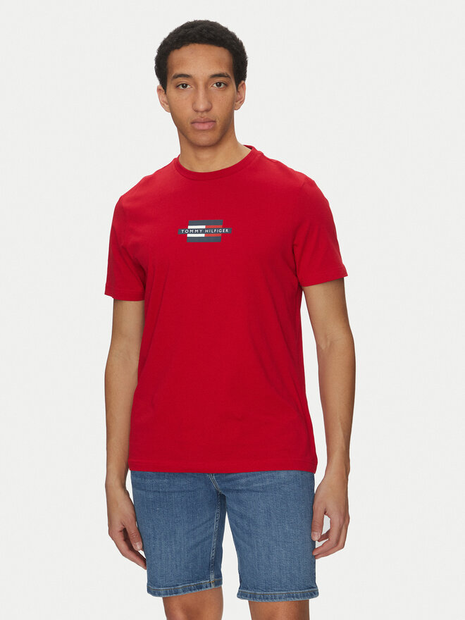 Tommy Hilfiger Tommy Hilfiger Póló Flag Box MW0MW38636 Piros Regular Fit
