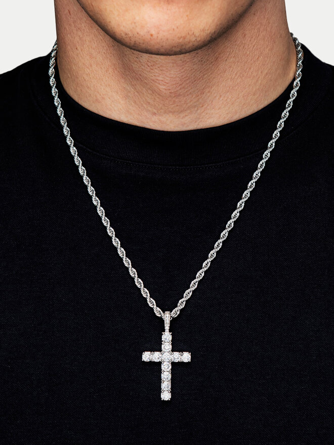 ICED STUFF Ciondolo ICED STUFF Diamond Cross Oro bianco