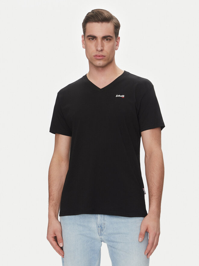 SCHOTT N.Y.C. SCHOTT N.Y.C. Marškinėliai TSCASUALV Juoda Regular Fit