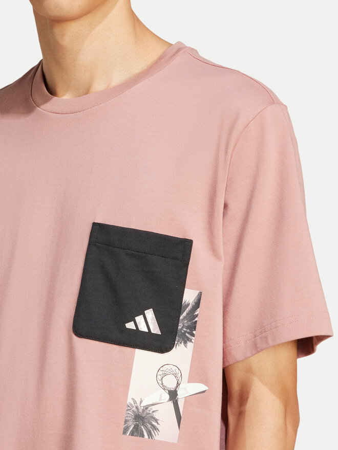adidas adidas Póló Lens Elevated Pocket Graphic JJ3927 Rózsaszín Loose Fit