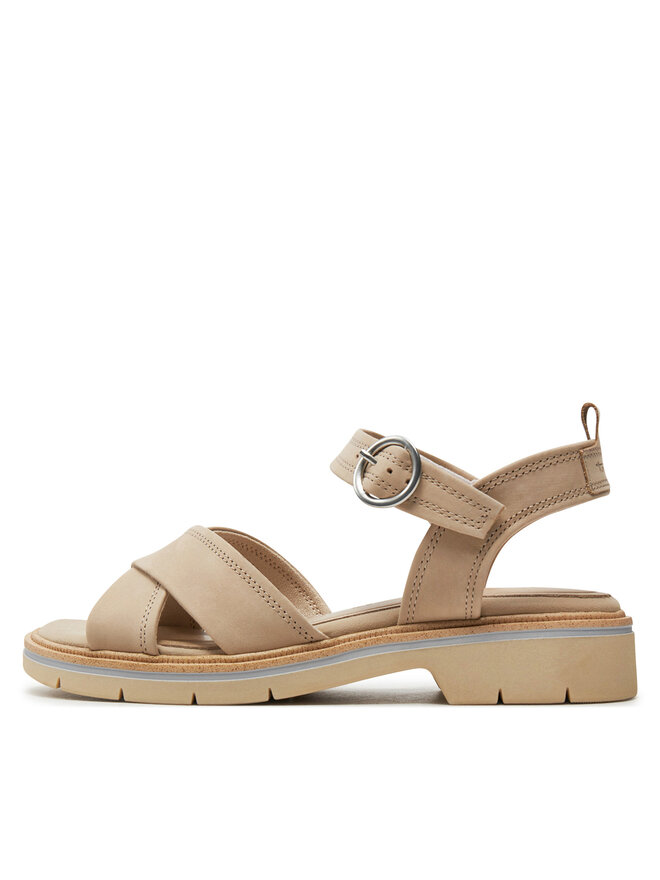 Tamaris Dames 1-28255-42 platte sandalen, cognac comb, 40 EU, Cognac Kam, 40 EU