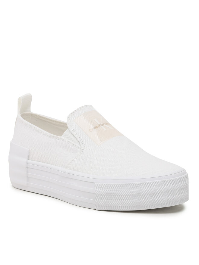 Calvin Klein Jeans Tenisky Calvin Klein Jeans Bold Vulc Flatf Slipon Wn YW0YW01040 Bílá