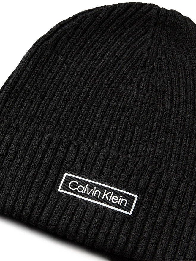 Calvin Klein Căciulă Calvin Klein Patch Chunky Rib Cotton Beanie LV04D8053G Negru