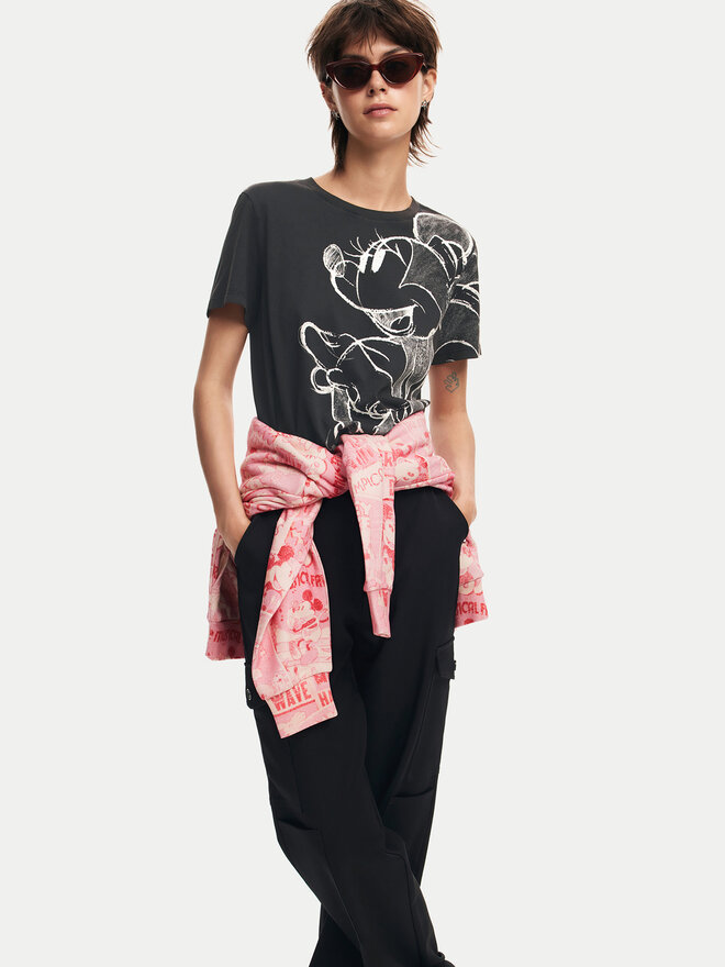 Desigual Desigual Camiseta Mickey Drawing 24WWTKA1 Negro Regular Fit