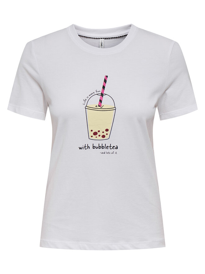 ONLY ONLY T-Shirt Fun Life 15349901 Λευκό Regular Fit