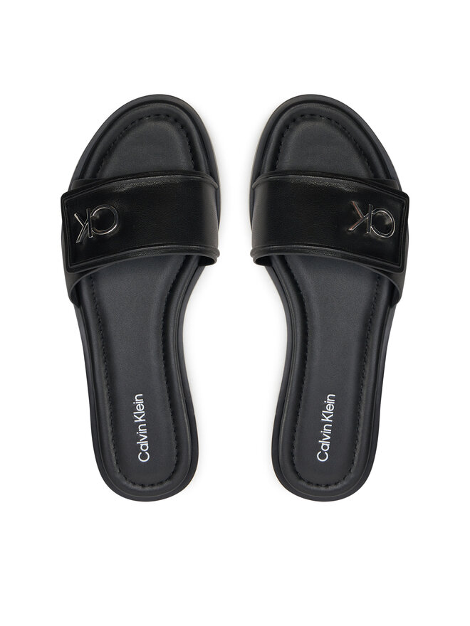 Calvin Klein Pantoletten Calvin Klein Flat Slide Relock Lth HW0HW01939 Schwarz