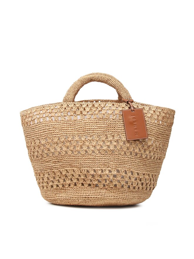 Manebi Handtasche Manebi Natural Raffia Panier Weaving V 2.2 AZ Braun