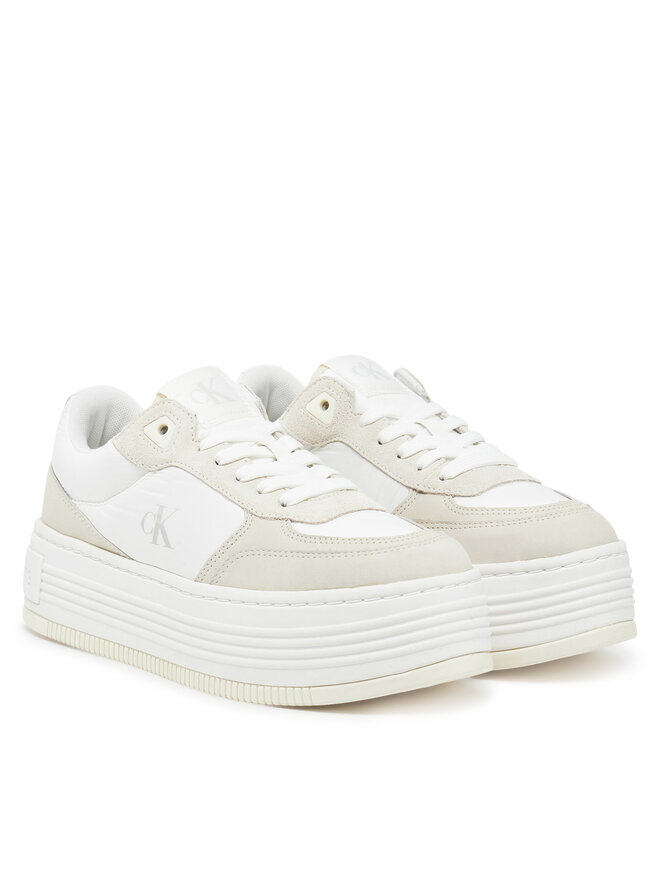 Calvin Klein Jeans Sneakersy Calvin Klein Jeans Bold Flatf Low Lace Mix YW0YW01742 Biały