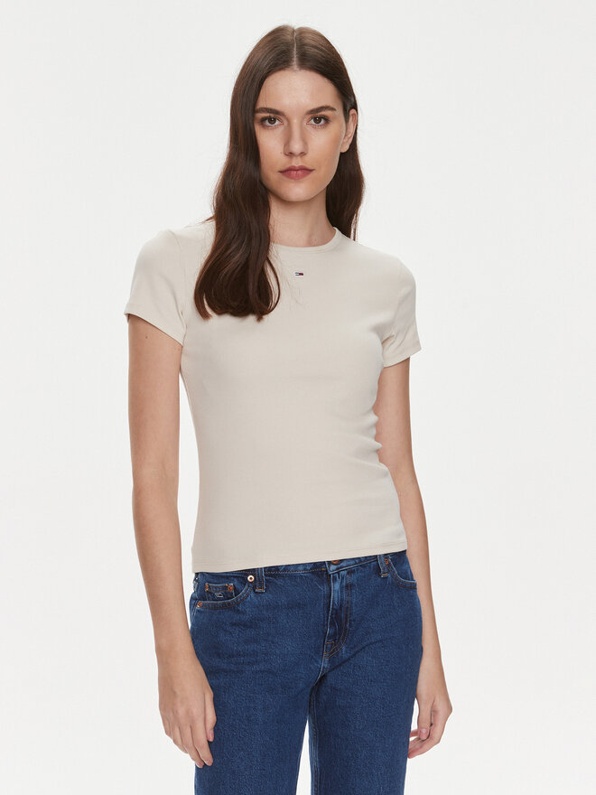 Tommy Jeans Tommy Jeans Marškinėliai Essential DW0DW17383 Smėlio Slim Fit