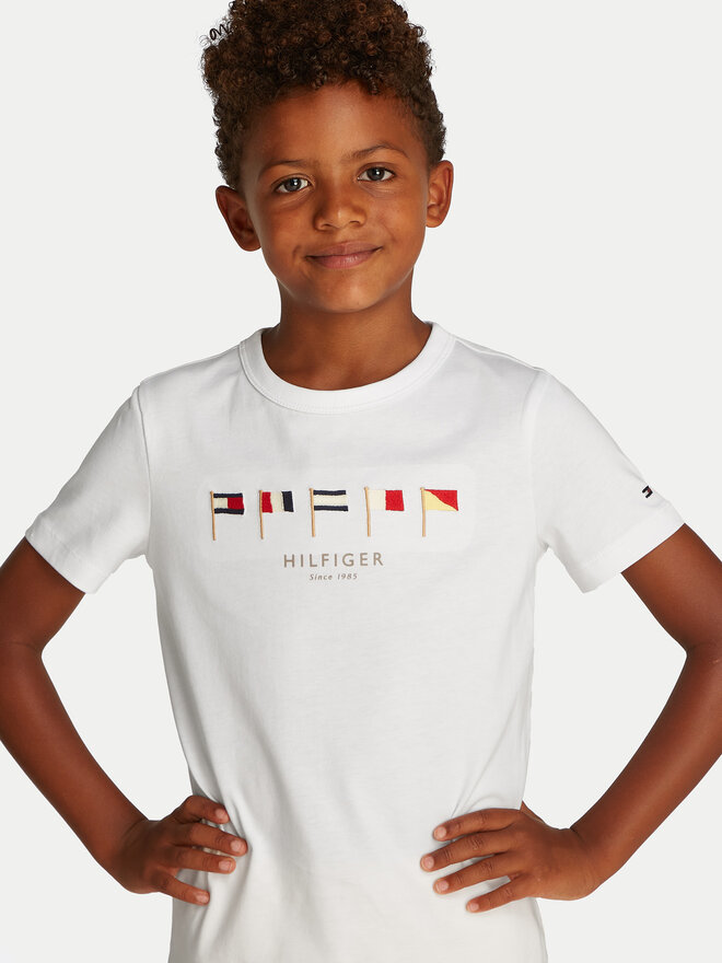 Tommy Hilfiger Tommy Hilfiger Marškinėliai Multiflag KB0KB09532 S Balta Regular Fit