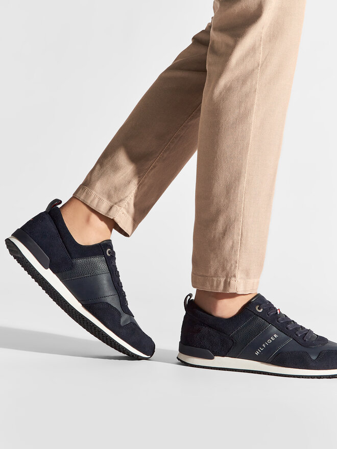 Tommy Hilfiger Αθλητικά Tommy Hilfiger Iconic Leather Suede Mix Runner FM0FM00924 Σκούρο μπλε