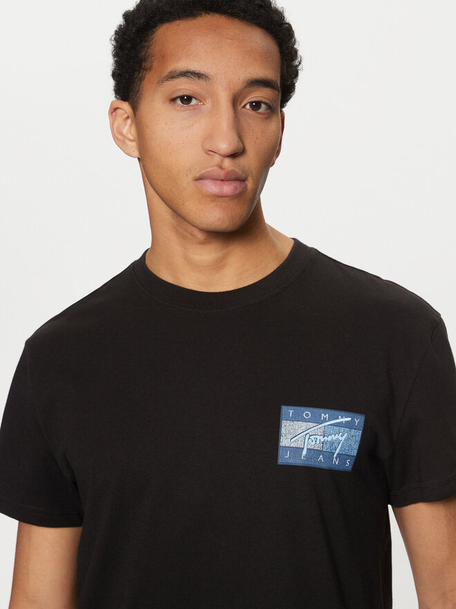 Tommy Jeans Tommy Jeans Marškinėliai Flag DM0DM21108 Juoda Regular Fit